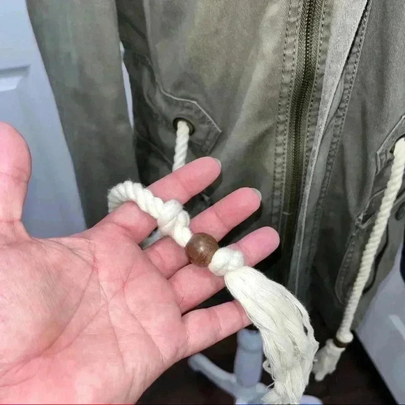 I HEART RONSON Military style utility jacket NWOT tie waist hooded olive - Picture 12 of 16